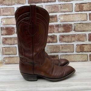 Lucchese San Antonio L6609 Men's Brown Leather Cowboy Boots Sz 9.5D Vintage